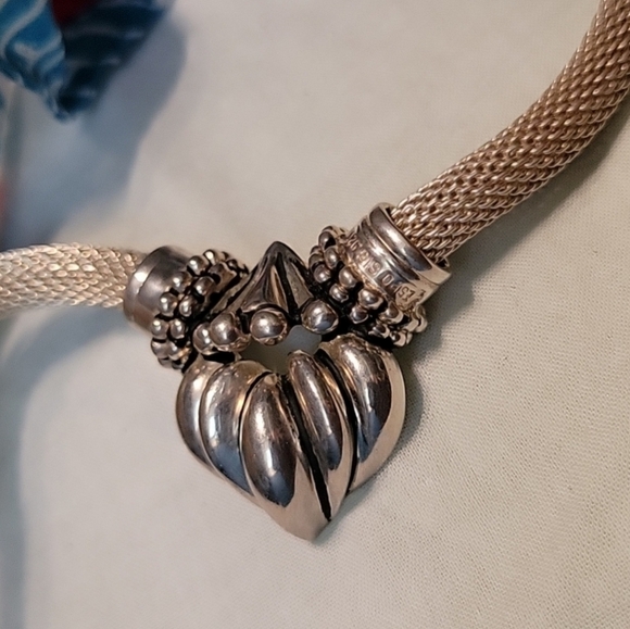 Joseph Esposito Vintage Sterling Heart Mesh Necklace - Picture 8 of 10